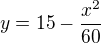 kopírovat do textarea $y = 15 -\frac{x^2}{60}$