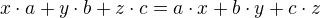 $x\cdot a+y\cdot b+z\cdot c=a\cdot x+b\cdot y+c\cdot z$