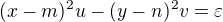 $(x-m)^{2}u - (y-n)^{2}v = \varepsilon$