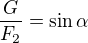 kopírovat do textarea $\frac{G}{F_2}=\sin \alpha $