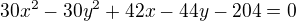 $30x^{2}-30y^{2}+42x-44y-204=0$