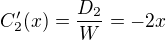kopírovat do textarea $C'_2(x) = \frac{D_2}{W} = -2x$