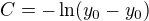 $C=-\ln (y_0-y_0)$