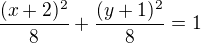 $\frac{(x+2)^2}8+\frac{(y+1)^2}{8}=1$