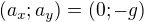 $(a_x;a_y)=(0;-g)$