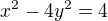 $x^2-4y^2=4$