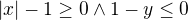 $|x|-1\ge 0 \wedge 1-y\le 0$