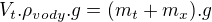 $V_t.\rho_{vody}.g=(m_t+m_x).g$