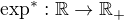 $\exp^*: \Bbb R \to \Bbb R_+$