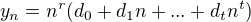 $y_n=n^r(d_0+d_1n+...+d_tn^t)$