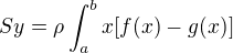 $Sy=\rho \int_{a}^{b}x [f(x)-g(x)]$