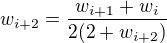 $w_{i+2}= \frac {w_{i+1}+w_i}{2(2+w_{i+2})}$