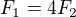 $F_{1}=4F_{2}$