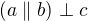 $(a \parallel b) \perp c$