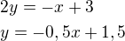$2y=-x+3\nl y=-0,5x+1,5$