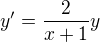 kopírovat do textarea $y^{\prime}=\frac{2}{x+1}y$