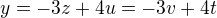 kopírovat do textarea $y=-3z+4u= -3v+4t$