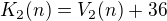 $K_{2}(n)=V_{2}(n)+36$