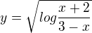 kopírovat do textarea $y=\sqrt{log\frac{x+2}{3-x}}$