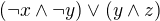 kopírovat do textarea $(\neg x \wedge \neg y) \vee (y\wedge z)$