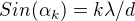 $Sin(\alpha _{k})=k\lambda /d$
