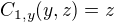 $C_{1,y}(y,z)=z$