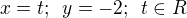 $x=t;\enspace y=-2;\enspace t\in R$