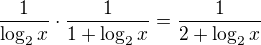 kopírovat do textarea $\frac {1}{\log_2x}\cdot{\frac{1}{1+\log_2x}} = \frac{1}{2+\log_2x}$