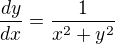 kopírovat do textarea $\frac{dy}{dx} = \frac{1}{x^2+y^2}$