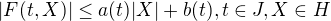 $|F(t,X)|\le a(t)|X|+b(t), t\in J,X\in H$