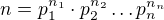 $n=p_1^{n_1} \cdot p_2^{n_2} \dots p_n^{n_n}$