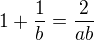 kopírovat do textarea $1+\frac{1}{b}=\frac{2}{ab}$