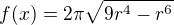$f(x)=2\pi \sqrt {9r^4-r^6}$