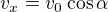 $v_{x}=v_{0}\cos \alpha $