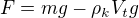 $F=mg-\rho_{k}V_tg$