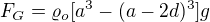 $F_{G}=\varrho _{o}[a^{3}-(a-2d)^{3}]g$