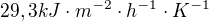 $29,3 kJ\cdot m^{-2}\cdot h^{-1}\cdot K^{-1}$