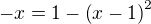 $-x=1-\left(x-1\right)^2$