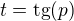 $t=\text{tg}(p)$