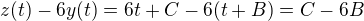 $z(t)-6y(t)=6t+C-6(t+B)=C-6B$