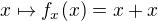$x\mapsto f_x(x)=x+x$
