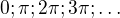 $0;\pi ;2\pi ;3\pi ;\ldots $