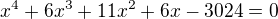 $x^4+6x^3+11x^2+6x-3024=0$