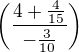 $\(\frac{4+\frac{4}{15}}{-\frac{3}{10}}\)$