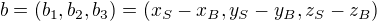 kopírovat do textarea $b=(b_{1},b_{2},b_{3})=(x_{S}-x_{B},y_{S}-y_{B},z_{S}-z_{B})$