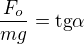 $\frac{F_o}{mg}=\text{tg}\alpha $