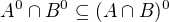 $A^0 \cap B^0 \subseteq (A \cap B)^0$