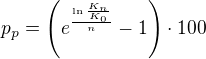$p_{p}=\left( e^{\frac{\ln \frac{K_{n}}{K_{0}}}{n}}-1\right)\cdot 100$