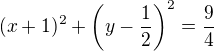 $(x+1)^2+\left(y-\frac12\right)^2=\frac94$