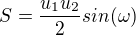 $S=\frac{u_1 u_2}{2}sin(\omega)$